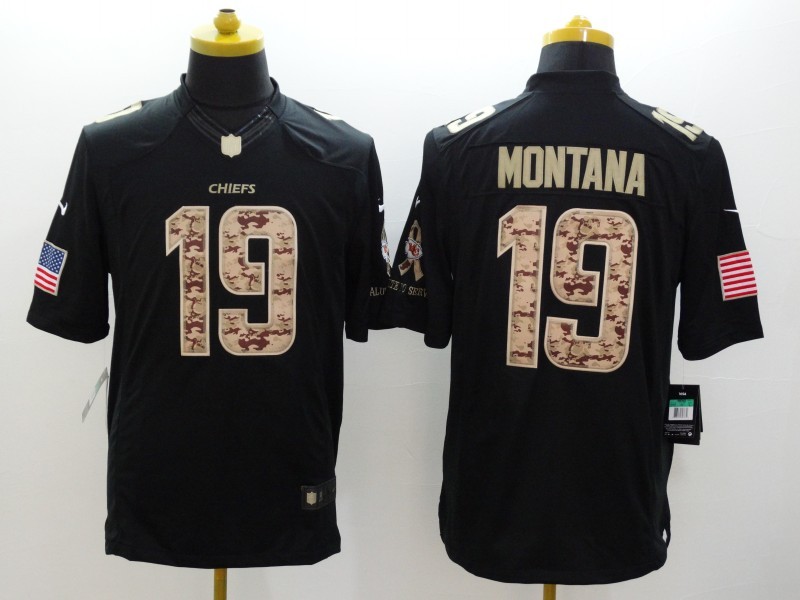 Men's Kansas City Chiefs Joe Montana #19 Black Jersey